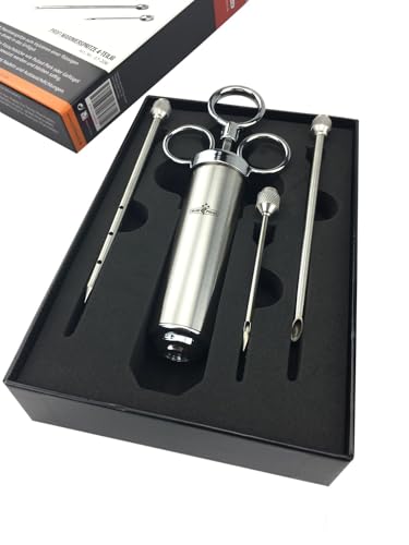 Foto von Grillfürst Profi Marinierspritze aus Edelstahl - 60ml - Set mit 3 Nadeln - Marinadenspritze - BBQ Bratenspritze - Fleischspritze