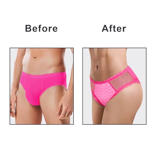 Littleforbig Unisex Hipster Lace Briefs Cheeky Sissy Panties Mesh Shaping Briefs for Crossdressers2