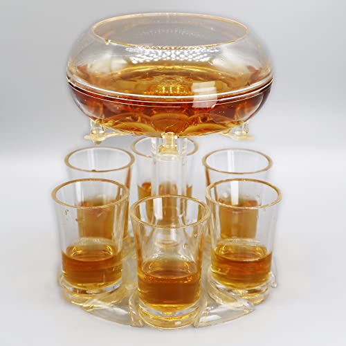 Chilvane Shots Dispenser Holder With 6 Shot Glasses Set,Clear Food Grade Acrylic Liquor Dispenser With Adjustable Plugs For Filling Beverages Cocktail Drinks For Party Bar Drinking Games #TOP16
