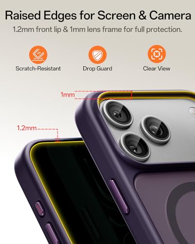 Image of UNBREAKcable Magnetic for iPhone 17 Pro Max Case 6.9-Inch, Compatible with MagSafe, Full Camera Protection, Built-in Magnetic Ring, Drop Protection Shockproof Slim Phone Cover - Dark Purple