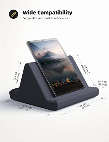 Amazon Brand - Eono Tablet Stand Pillow Holder Soft - Tablet Cushion for Lap Bed Pad Dock with 6 Viewing Angles, Compatible with iPad Pro 9.7/10.5/11/12.9, Air Mini 6 5 4 3 2, Galaxy Tab - Dark Gray