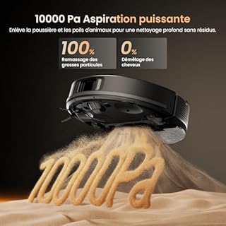 Proscenic Q20 Plus Robot Aspirateur Laveur 10000Pa avec Station Sans Sac Vidage Automatique,200Min Aspirateur Robot et Serpillière,Nav Lidar Cartographie,Évitement d'obstacles,Pour Poils Animaux Tapis