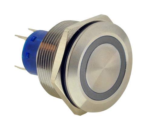 ULV8F23SS311 ULV8 Series SPDT 3 A 250 VAC Round Flush Button IP67 RED LED Pushbutton Switch - 1 item(s)