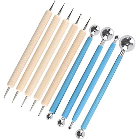 Yongbest Ball Stylus Dotting Tools Set,9 Pieces Polymer Clay Tools Nail Art Dotting Tools for Pottery Rock Painting Carving Embossing Art Cover