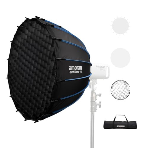 Amaran Light Dome 90cm, Softbox Circular con Montura Bowens, modificador de luz de 16 Lados con difusión & Rejilla para una iluminación Suave y Natural, Compatible con Luces de Montura Bowens