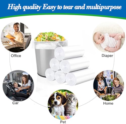 1.6 Gallon 120 pcs (Fit 1.3-1.6 Gal)Small Clear Trash Bags, Strong 1.3 Gallon1.5 Gallon 1.6 gallons Garbage Bags, Bathroom Trash Can Bin Liners, Mini Bags for Office, Waste Basket Liner,Fit 5-6 Liters