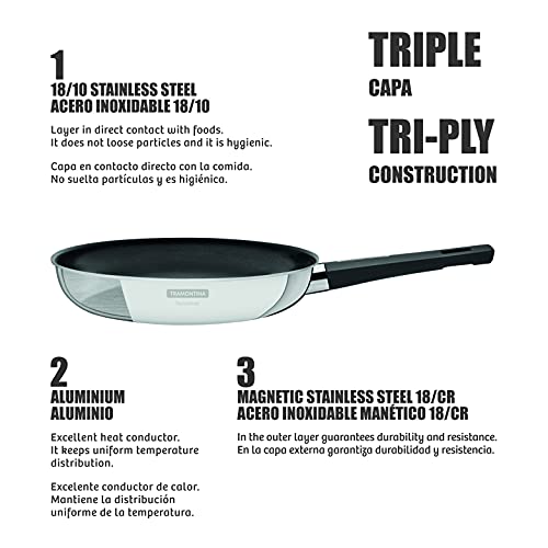 Frigideira Aço Inox 26 cm Cabo Grano Antitérmico Tramontina