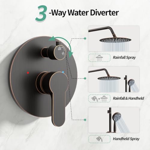 Image of SR SUN RISE 10 inch Shower Faucet Set with Shower Slide Bar,Oil Rubbed Bronze