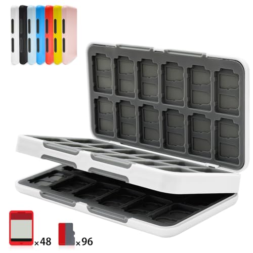 Switch 2 �Q�[���J�[�h�P�[�X 48���X�C�b�`�J�[�h��Micro SD96�����[�\ �}�O�l�b�g���J�� �n�[�h�V�F�� ���R���[ �ϏՌ� ���h�~ �z�R���h�~ �����^�ѕ֗��iWhite�j