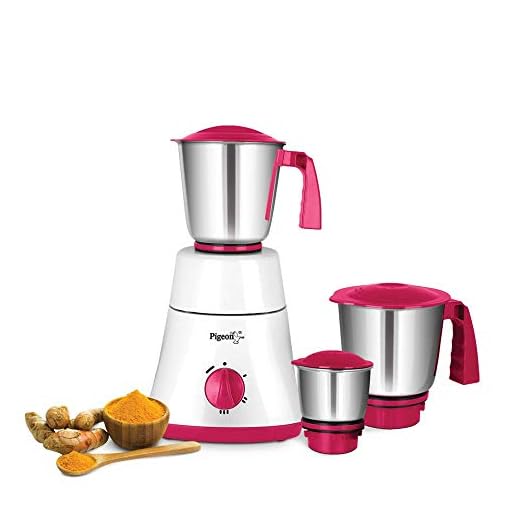 Pigeon by Stovekraft Classic Pro 550 Watts Mixer Grinder with 3 Stainless Steel Jars for dry grinding, wet grinding and making chutney