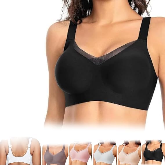 Genérico Arisefrom Bra, Havethedare Bra, Arisefrom Women Wireless V-Neck Mesh Bralette Women Wireless V Neck Cool (Black,XL)