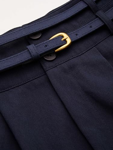 CIDER Wide Leg Pants Women, Business Casual Pleated Pocket Belted Mid Waist Tapered Trousers Cotton Pants3