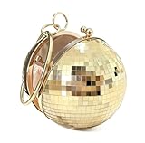 Disco Ball Purse For Women, Sparkly Sequin Glitter Wristlet Clutch, Mirror Cube Bag, Party Retro Handbag Wedding Bags (Gold)