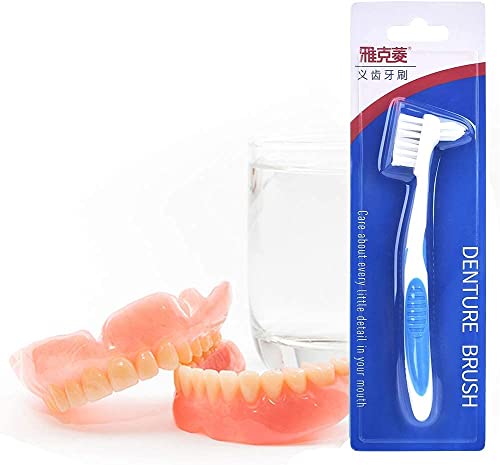 Y-Kelin Denture And Retainer Cleanning Set Denture Cleaning Case And Denture Brush (Blue) #TOP7