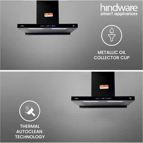 Image of Hindware Smart Appliances DARCIA BLDC 75 | | 1500 m /hr | Filterless Auto-Clean Kitchen Chimney With 9- Speed Motion Sensor & Touch Control | 2025 Model 75cm (Black)