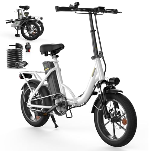 Finbike 16 Zoll E Bike Klapprad Herren und Damen, 250W Motor Ebike mit Max Reichweite von 45-88KM und Einer Geschwindigkeit von 25km/h, 374.4Wh Akku Elektrofahrräder, E Fahrrad für Erwachsene