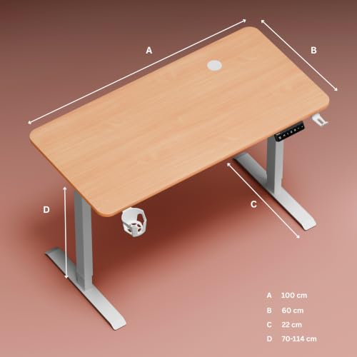 Image of Neurac Velocity Height Adjustable Table, Baverian Beach, 140x60cm | 80 - 120 Kg Weight Capacity 5 Year Warranty Sit-Stand Table 3 Memory Preset