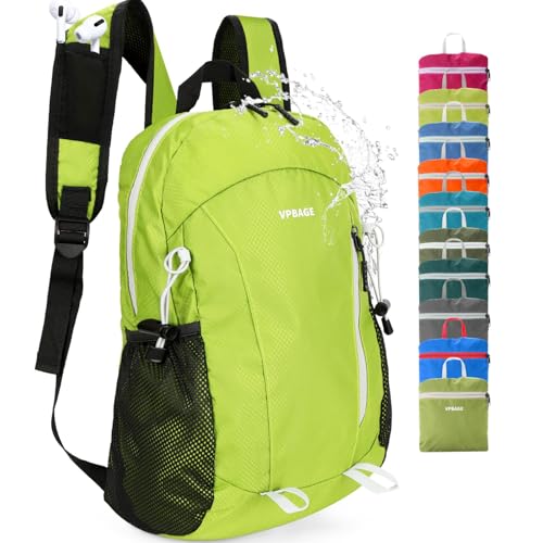 VPBAGE 15L Water-resistant Hiking Daypack, Small Backpack Travel Outdoor, Lightweight Day Pack with Tool Loops