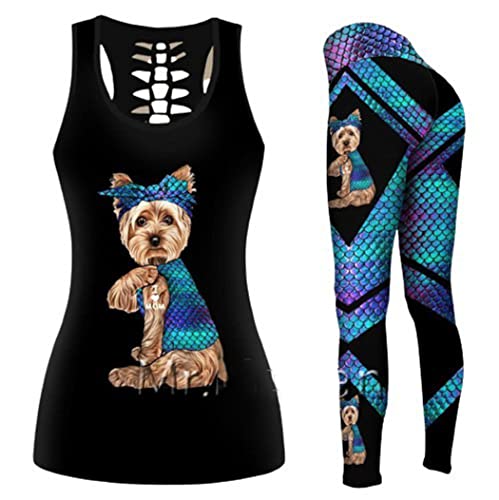 Ensemble de sport débardeur sexy et leggings de yoga imprimé 3D pour femme active