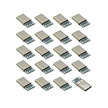 20Pcs Type-c Male 24PIN Charging Data Transmission Plug Socket Connector, 4 Pin Solder Type,Golden