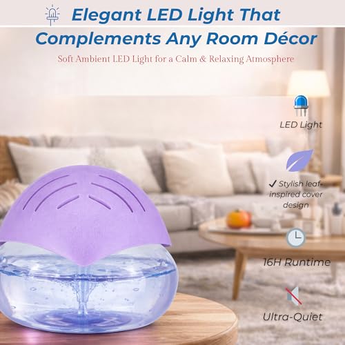 Image of Humidifier Revitalizer Hygiene Portable Room Air Purifier and with Led Lights, Run Time: 16 Hours- Perfect for Living Rooms, Kitchen, Office & Hotels (24 * 24 * 12 cm,Purple)-750 Ml