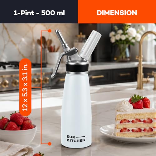 Image of EurKitchen Aluminum Whipped Cream Dispenser - White