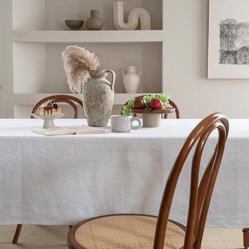 CHUFFED 100% Pure Linen Tablecloths 60x84 Inches- Machine Washable Rectangular Tablecloth for Dining, Parties, Picnic, Weddings & Restaurants-White by CHUFFED - Used condition - Image 6
