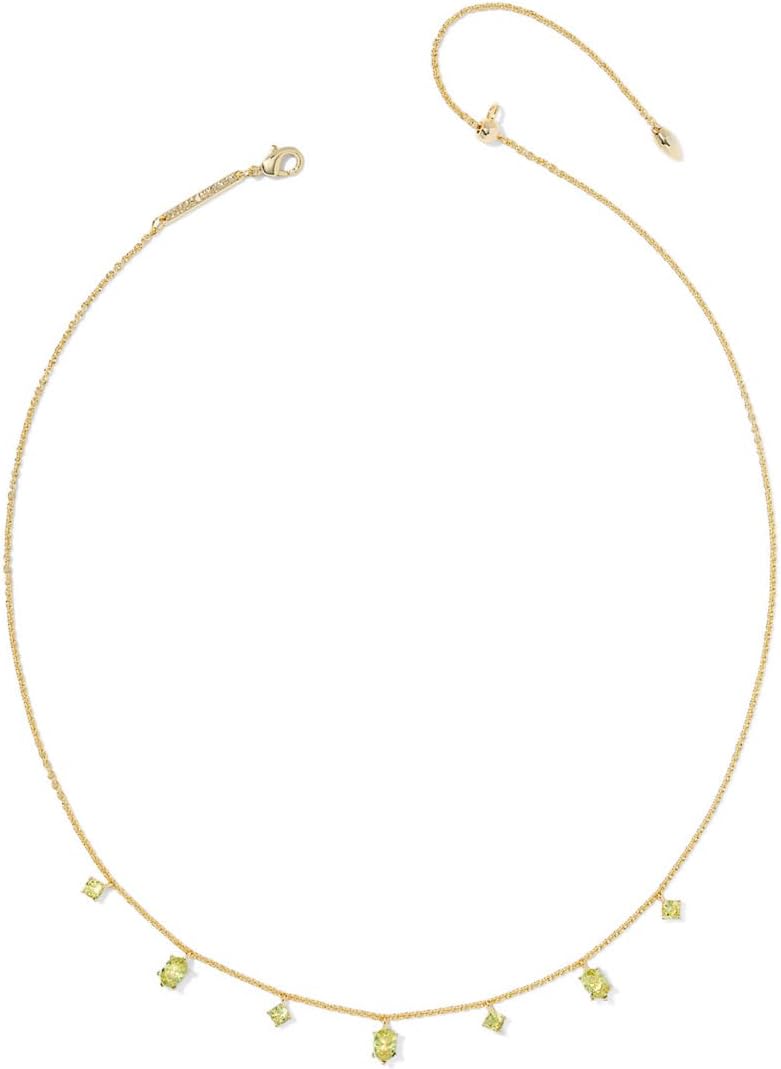 Kendra Scott Womens Cailin Delicate Strand Necklace Gold Light Green Crystal One Size,