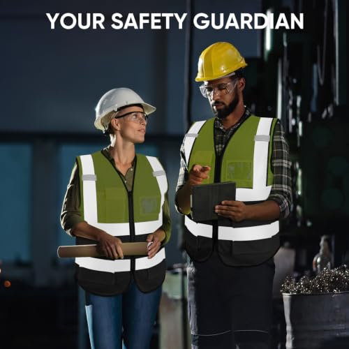 Image of TICONN Reflective Safety Vest High Visibility Class II Mesh Vest for Women & Men Meets ANSI Standards