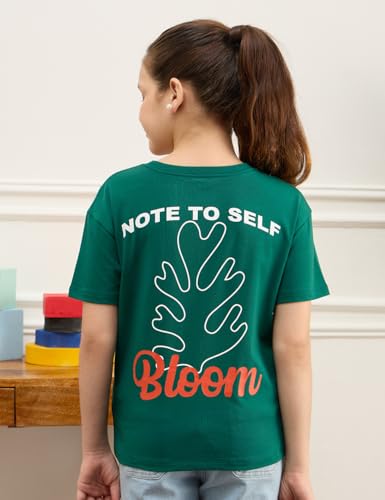 Image of Amazon Brand - Symbol Girls Cotton Strechable Oversized Graphic Printed Half Sleeves T-Shirt | Age 6-14 Years (Combo Pack of 2)