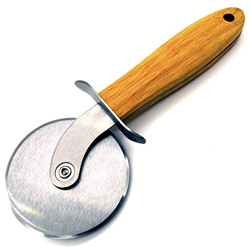 Pizza Cutter,Pizza Cutter Wheel, Quality Stainless Steel Pizza Cutter,Pizza Slicer with Wooden Non Slip Handle, Easy to Clean, Ideal For Pizza, Pies, Waffles and Dough Cookies