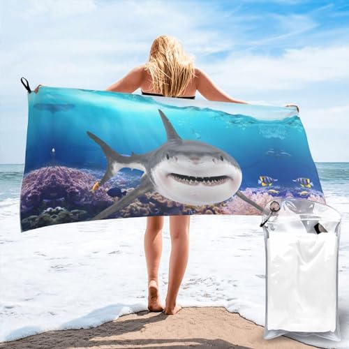Serviette de bain requin à séchage rapide pour la plage et le sport - 2