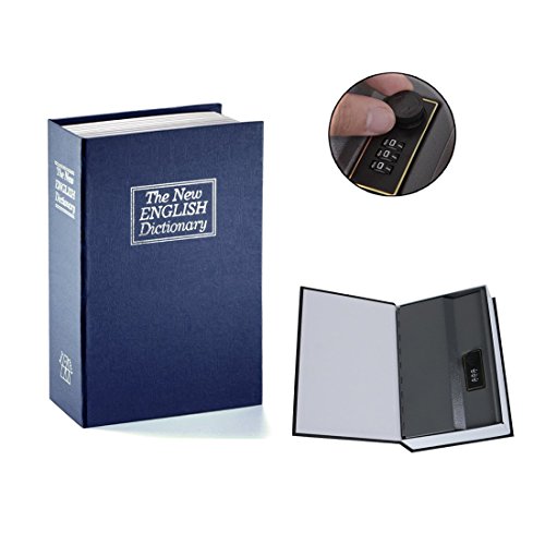 Secret Book Hidden Safe With Lock, Secret box Tikono Home Dictionary Diversion Book Safe with Combination Lock - Security Money Cash Jewelry Gun Stash PASSWORD (Blue)