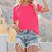LOOKFACE Women's Summer Short Sleeve Crewneck T Shirts Solid Color Tees Casual Basic Tops Watermelon X-Large