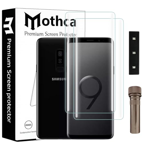Image of Mothca Curved UV Tempered Glass Screen Protector for Samsung Galaxy S8 / S9 | Transparent | Pack of 2 | Borderless Full Screen Coverage with UV Installation Kit