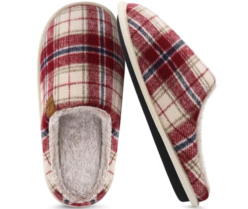Image of COFACE Mens Cozy Memory Foam Scuff Slippers Casual Slip On Warm House Shoes Indoor /Outdoor Sandal Slippers With Arch Support Rubber Sole Size 7-15