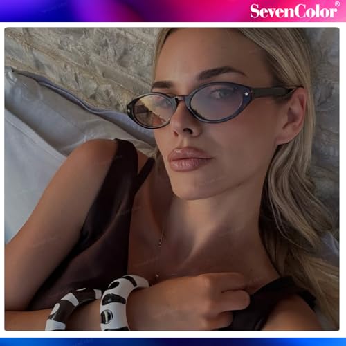 Retro Oval Sunglasses for Women Men Trendy Small Oval Sun Glasses 90s Vintage Shades3