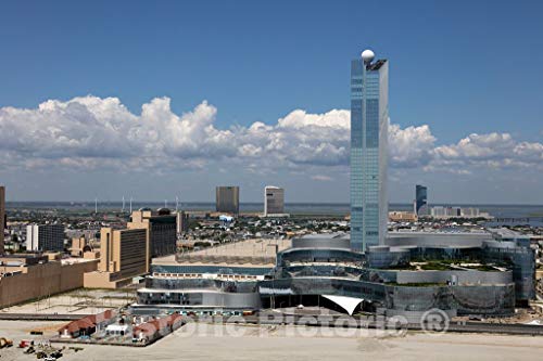 Historic Pictoric Photo - Beaches, Boardwalk and The Revel Casino on The New Jersey Shore in Atlantic City, New Jersey- Fine Art Photo Reporduction 12in x 08in