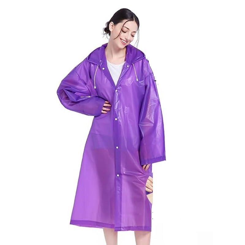 Image of EVA Waterproof Rain Coat Hooded Universal Outdoor Water Resistant Rainwear Suit for Men Women Boys & Girls (Universal)