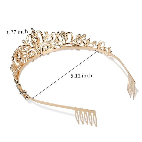 Image of Fesciory Birthday Crown for Women, Gold Plated Crystal Tiara with Sash | Sparkling Princess Queen Tiara, Adult Fit, Birthday, Wedding, Prom, Coming of Age Gifts & Halloween Costume Accessories