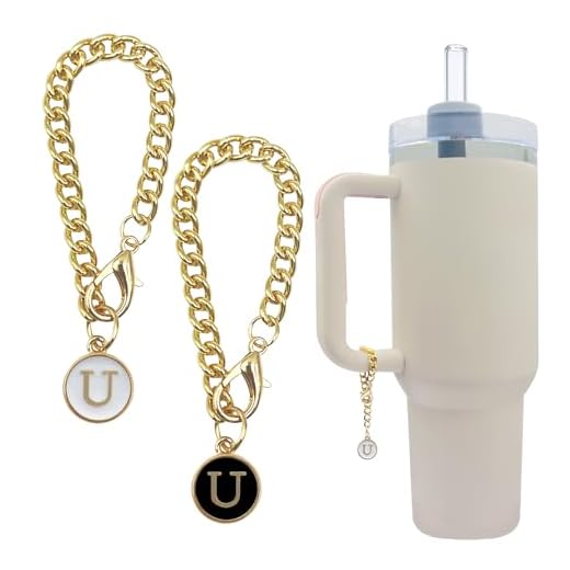 Velaco Letter U Charm Accessories for Stanley 20 30 40 oz Tumbler with Handle, Chains with Initial Letter for Stanley Cup 30 40 oz with handle - 2 PCS