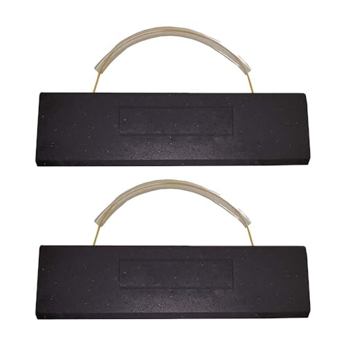 Image of Plasticade Heavy Duty Aircraft Recycled Rubber Wheel Chocks - Durable Against Weather, Yellow Rope and Vinyl Tubing Handle, 24 inch W x 7 inch D x 6 inch H, Made in The USA (2 Pack)