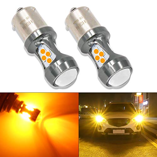 HSUN BAU15S PY21W 7507 LED Bulbo,16LED SMD3030 Chip 3200LM Extremadamente Brillante Canbus Error Free,Paquete de 2,Ambar