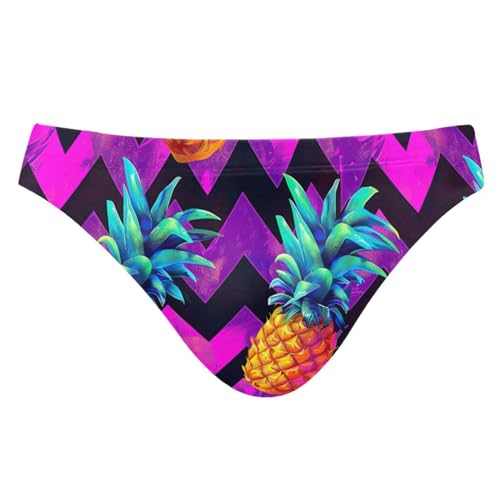 Tropical Pineapple Purple Men's Swimwear Sexy Bikini Solid Siwmming Briefs 20855731