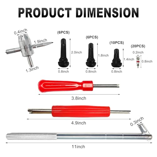 Image of Yourkar Valve Stem Installer Tool, Tire Valve Stem Puller Tool Single Dual Head Valve Core Remover, Tire Repair Tool Set with Valve Cores Valve Stem Replacement, Car Accessories