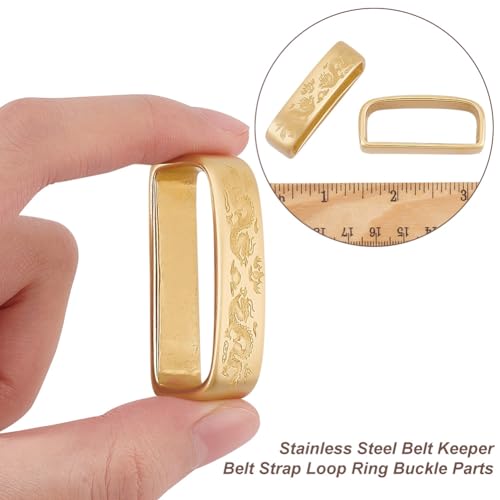 OLYCRAFT 2Pcs Brass Loop Keepers Belt Loop Keepers 11.5x46x20mm Belt Loop Replacement Buckle Belt Keeper with Oriental Dragon Pattern Metal Belt Loop Men's Belt Loop Fits for 1.5 Inch(38~40mm) Belt3