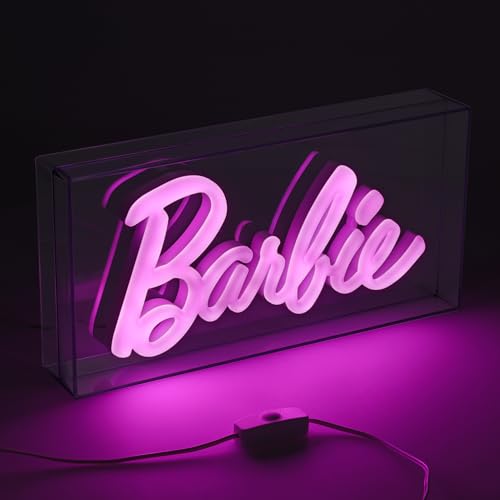 Image of Paladone Barbie Logo LED Neon Pink Sign, Officially Licensed Barbie Merchandise and Room Decor
