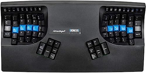Kinesis Advantage2 Quiet LF Keyboard - Contoured Ergonomic UK Layout Keyboard Equipped with Cherry MX Quiet Red Mechanical Key Switches and the SmartSet Programming Engine - Black