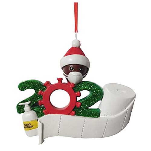 Cimiva Kit de Adorno navideño, Nombre Personalizado de los Miembros de la Familia, Colgante de árbol de Navidad de muñeco de Nieve de Resina Colorida - 1 muñeca Negra