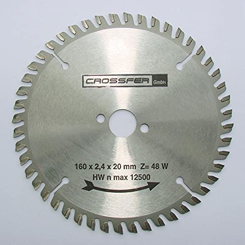 HM circular de metal duro, 160 x 20 Z48 WZ Cambio dientes para sierra circular de mesa, sierra circular de mano, sierras de inglete y sierras circulares basculante. Corte Fino - Hoja de sierra para el longitudinal y Procesamiento de corte transversal en la madera por ejemplo leña Cover